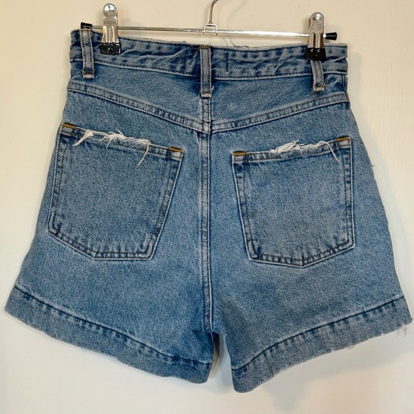 Abercrombie & Fitch Button Up Blue Jean Lightly Distressed Denim Shorts- Size 24 - Picture 4 of 6